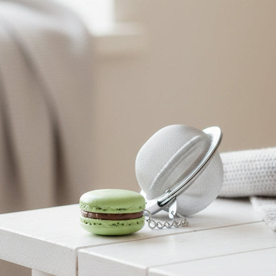 Filter Bol met Macaron bedeltje (Paars of Groen)