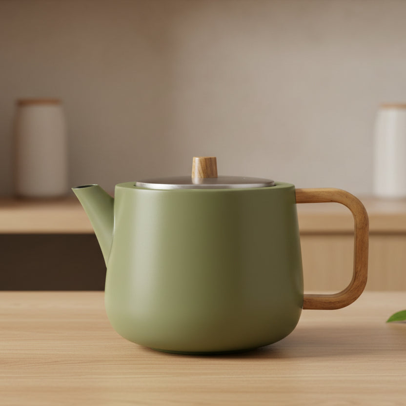 Facet theepot – Kaki groen