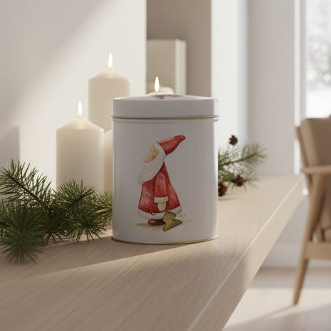 Blikje met Engel en Kerstman gevuld met thee