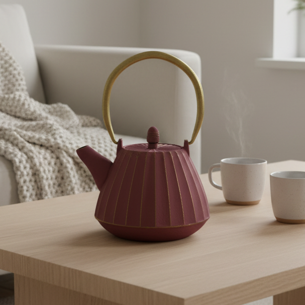 Gietijzeren theepot Coco 1 L Gold/pink