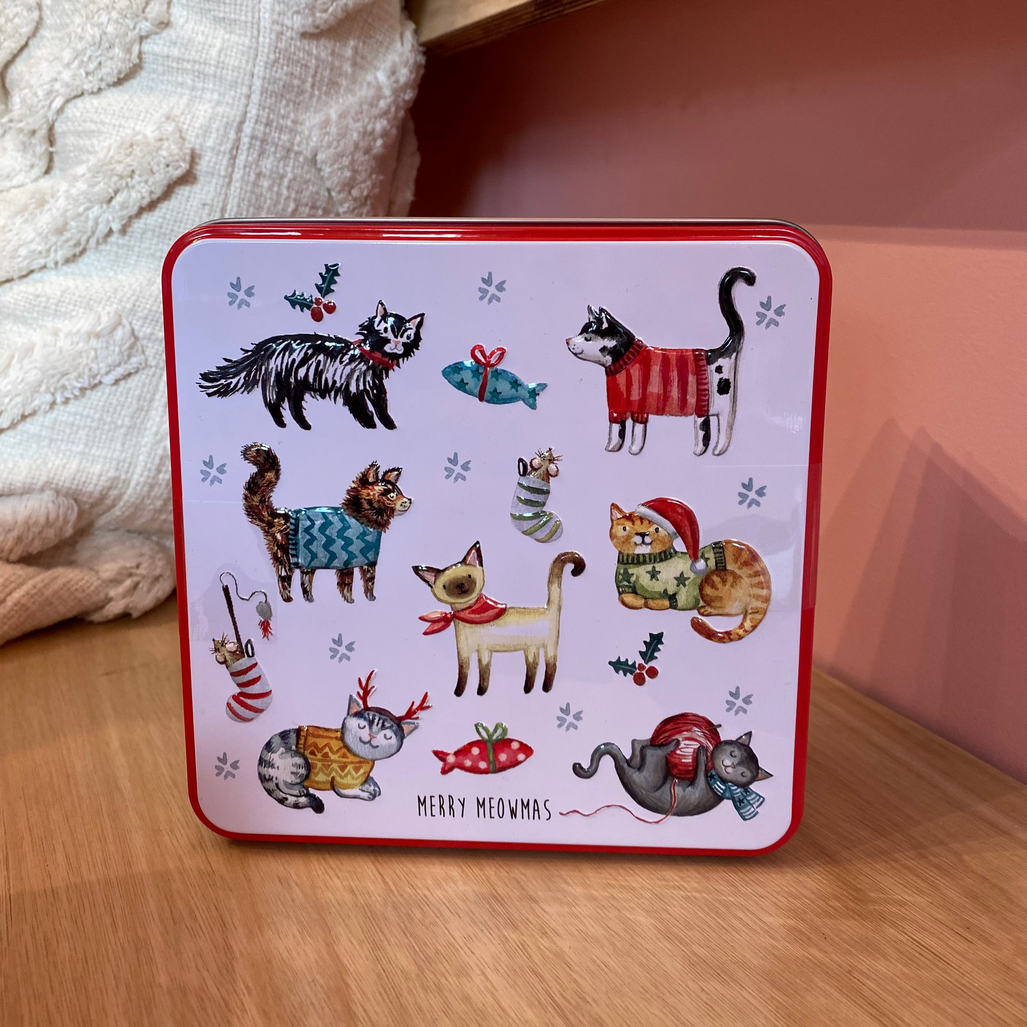 Tinnen Blik met koekjes - Merry Meowmas