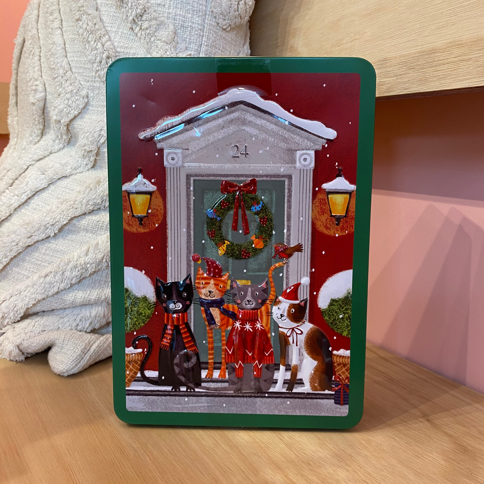 Tinnen XL Blik met koekjes - Snowy Cats