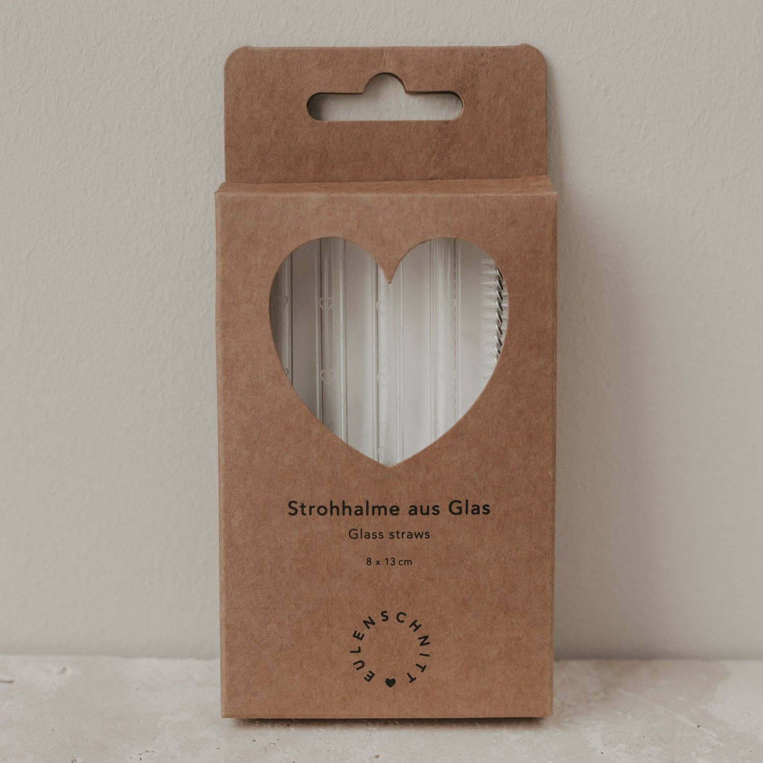 Glazen rietjes met hartjes, 13 cm, set van 4