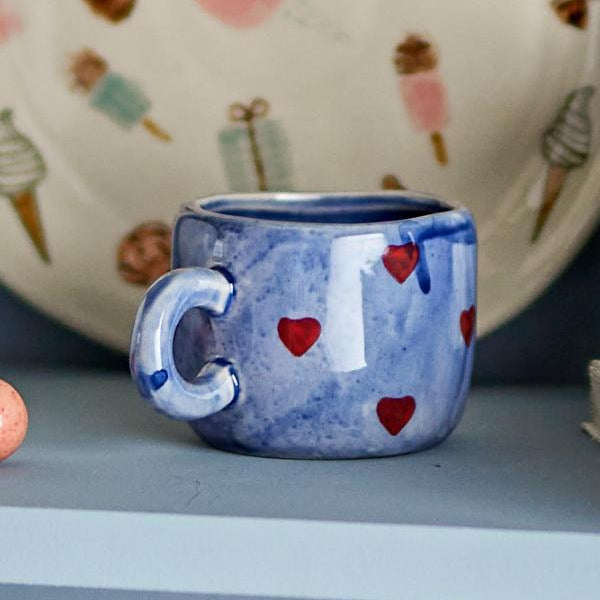 Nini kopje - blauw met hartjes